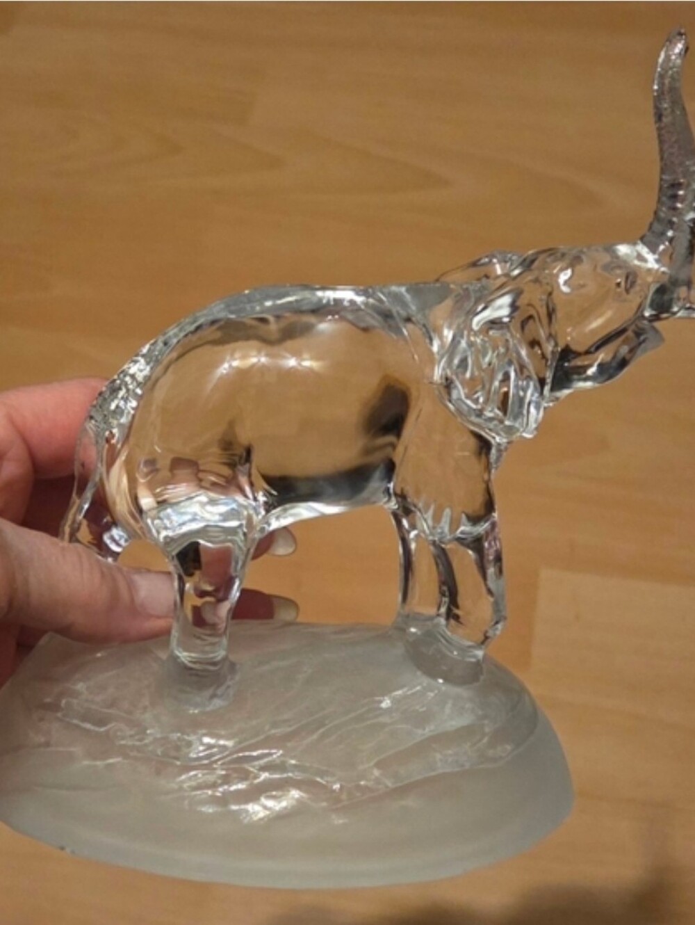 Cristal D'arques Elephant Walking With Trunk Up Figurine